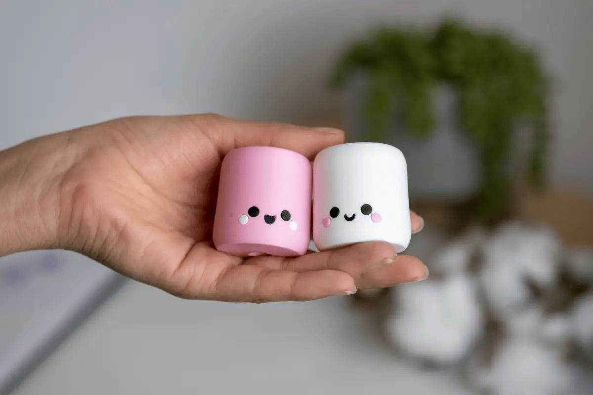 Kawaii Marshmallow Desk Pets on Roasting Stick – Cute & Fun Desk Companion