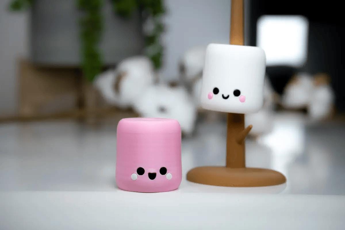 Kawaii Marshmallow Desk Pets on Roasting Stick – Cute & Fun Desk Companion