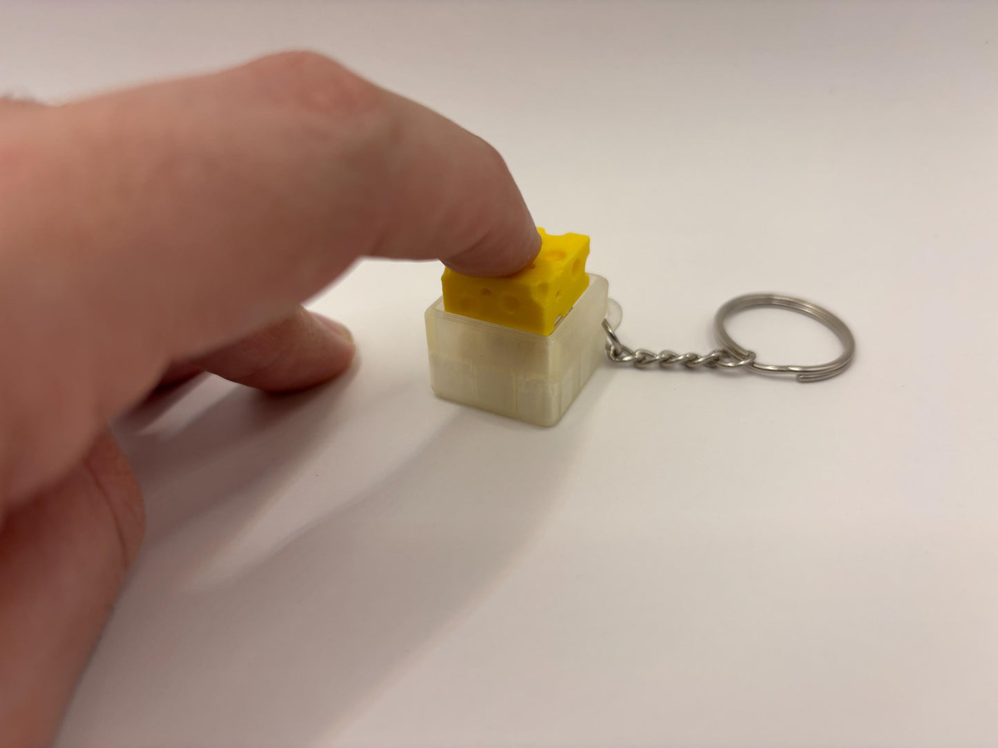 Cheese Shaped Keyring Fidget Clicker/Button – Fun & Stress-Relieving Accessory