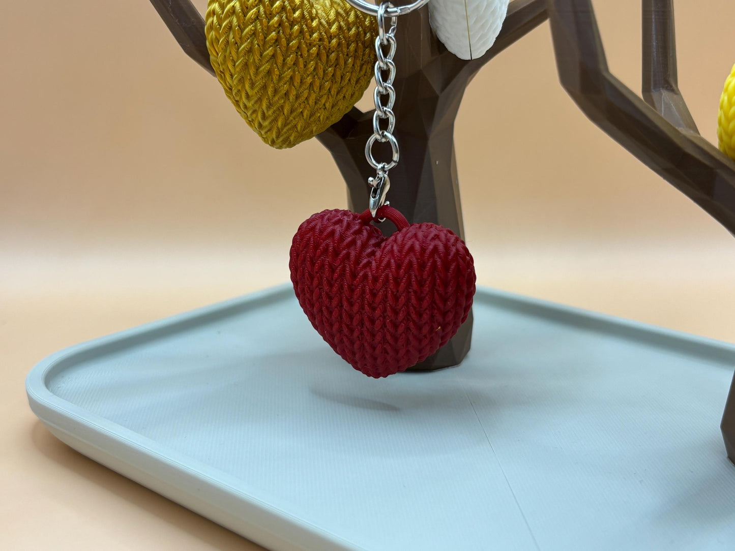 Cozy Heart-Shaped 'Knitted' Keychain - A Sweet and Warm Touch for Your Keys!