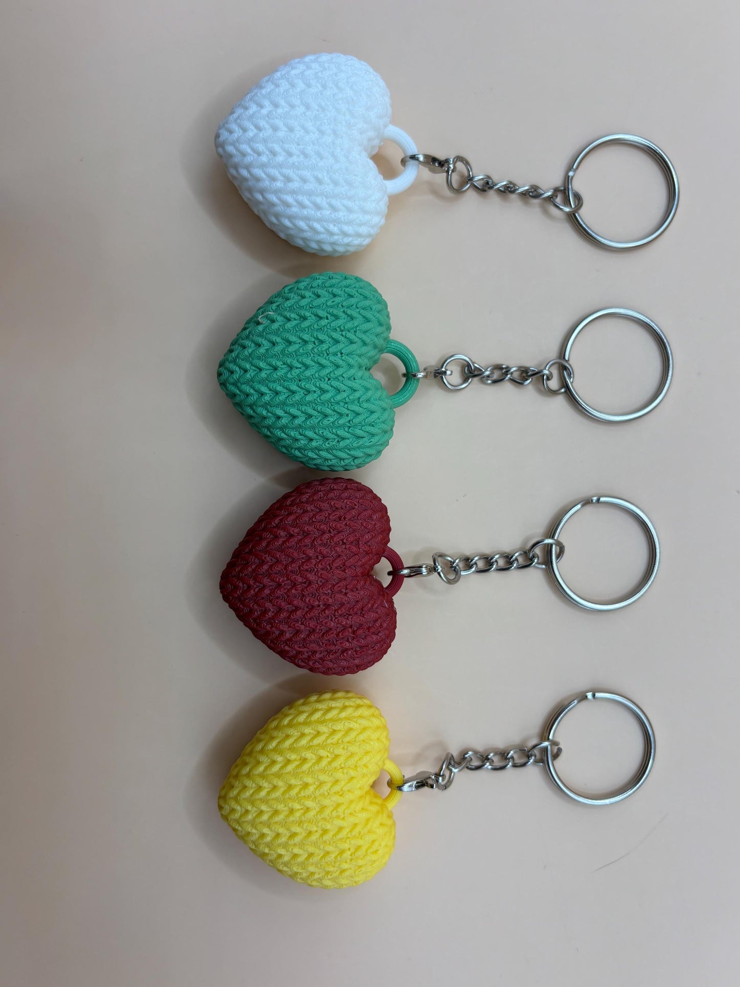 Cozy Heart-Shaped 'Knitted' Keychain - A Sweet and Warm Touch for Your Keys!