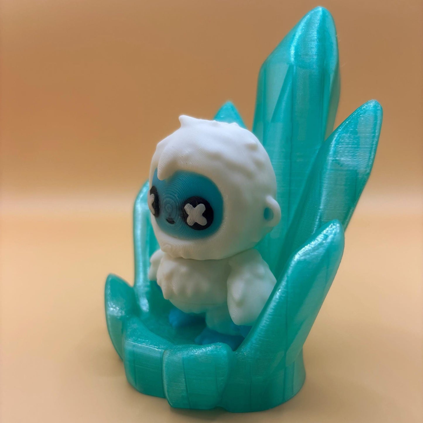 Yuki the articulated Yeti on His Icy Ice Throne – Mythical Winter keychain & magnet