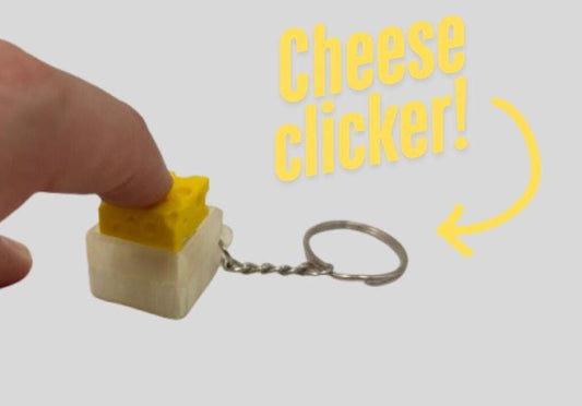 Cheese Shaped Keyring Fidget Clicker/Button – Fun & Stress-Relieving Accessory