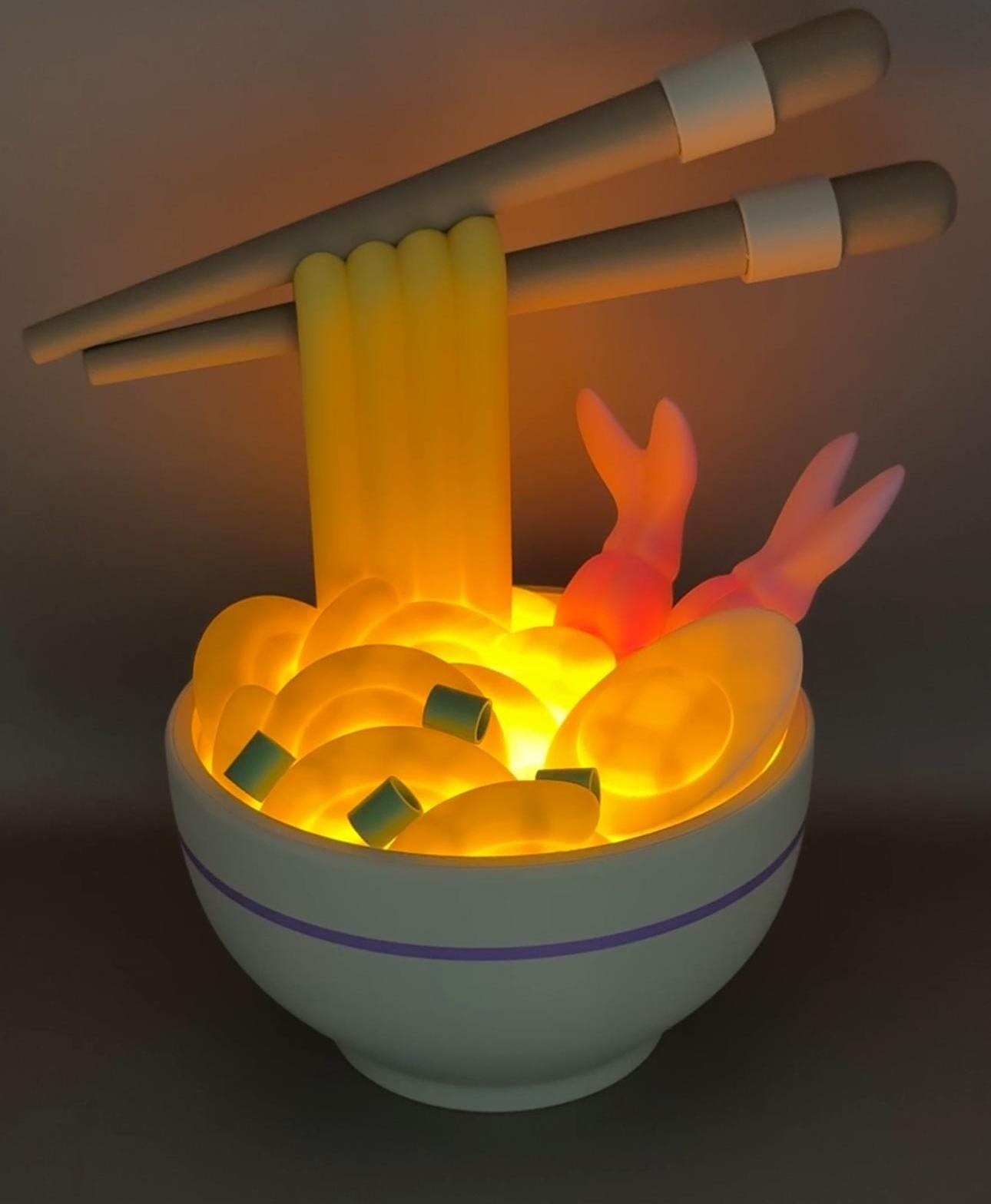 Ramen Noodle Shaped Storage Box with Floating Chopsticks – Light Up Desk Organiser