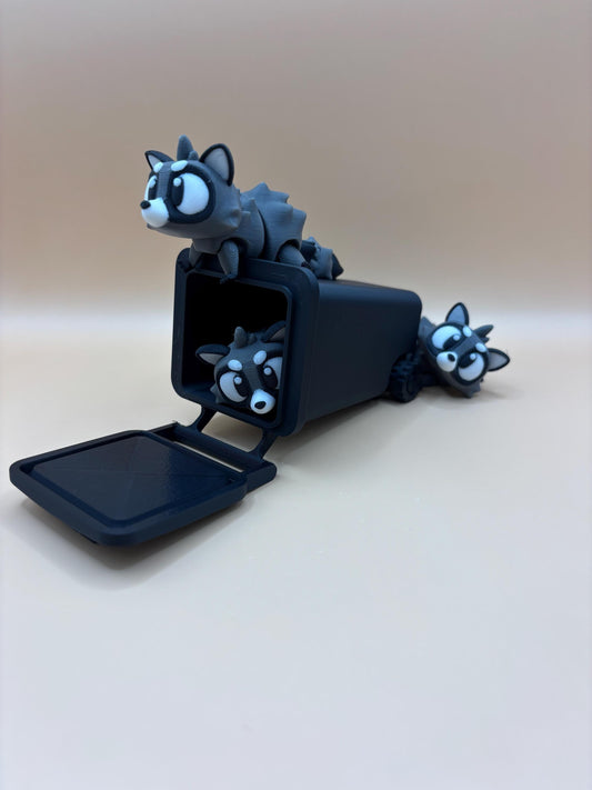 Rocky the Articulated Flexi Raccoon & his Trash Can! – Flexible Fun with a Wheelie Bin!
