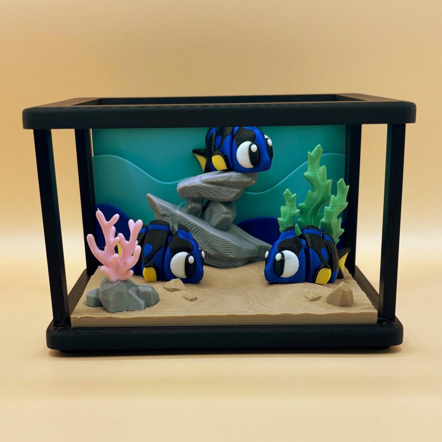 Custom Mini Fish Tank with Articulated Fish – Clownfish, Blue Tang, Octopus & Blue Lobsters!
