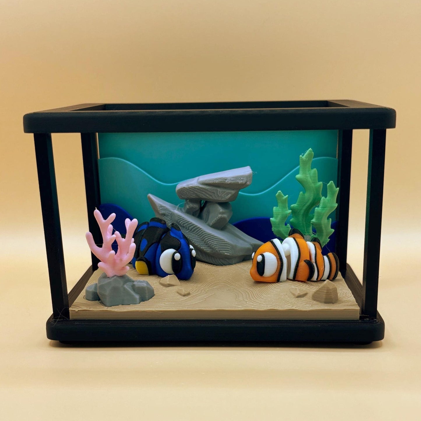 Custom Mini Fish Tank with Articulated Fish – Clownfish, Blue Tang, Octopus & Blue Lobsters!