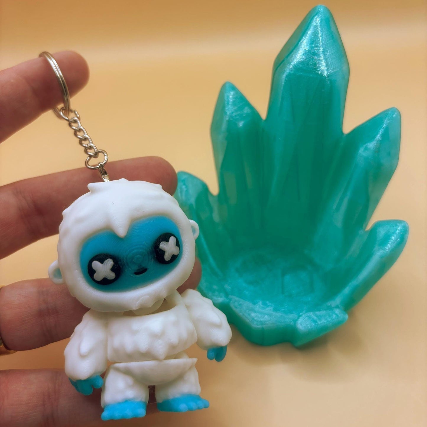 Yuki the articulated Yeti on His Icy Ice Throne – Mythical Winter keychain & magnet