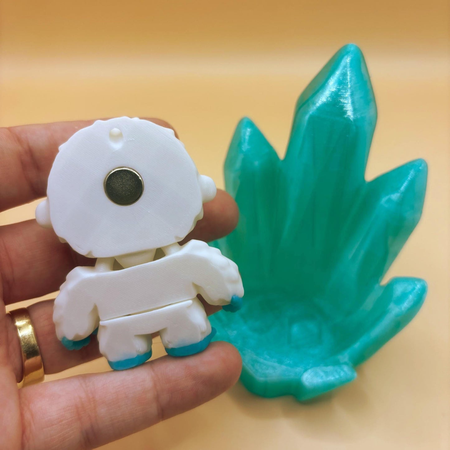 Yuki the articulated Yeti on His Icy Ice Throne – Mythical Winter keychain & magnet