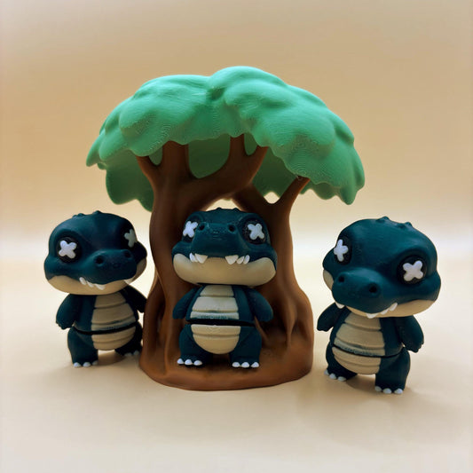Crispin the articulated Crocodile – With Display Tree!