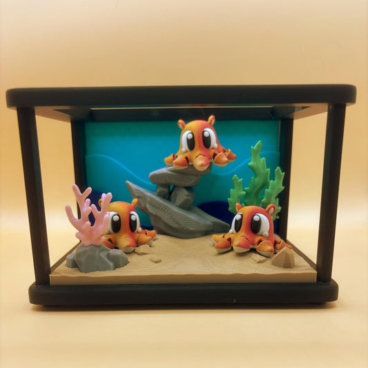 Custom Mini Fish Tank with Articulated Fish – Clownfish, Blue Tang, Octopus & Blue Lobsters!