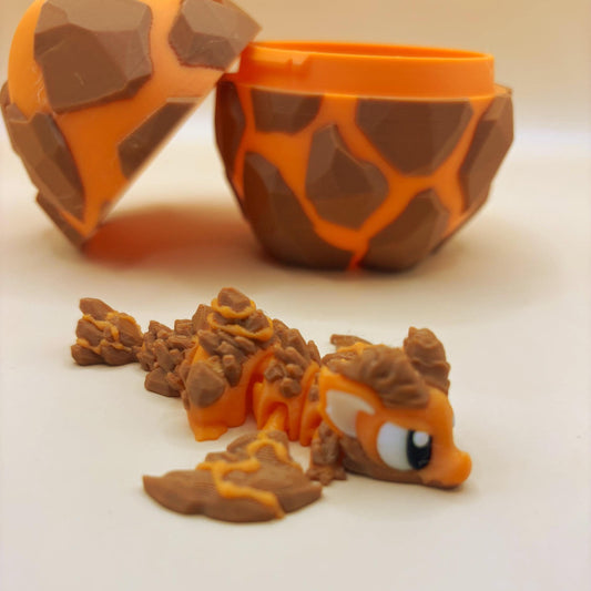 Varnak the Volcanic & His Display Egg – Articulated Dragon with Fiery Detail